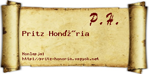 Pritz Honória névjegykártya